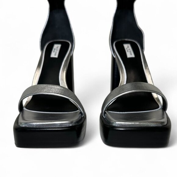 Rag & Bone Women's Silver Leather Matrix Platform Sandal, US 8, EU 38, NIB - Picture 3 of 14